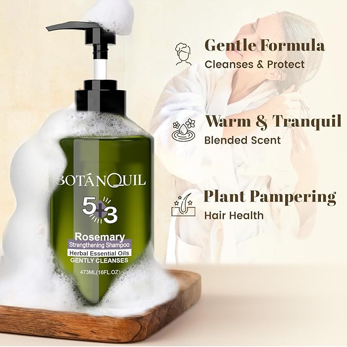 Rosemary Hair Growth Shampoo, Strengthening Shampoo 473 ml(16 fl.oz), For All Hair Types, with Herbal Essential Oils and Plant Extracts for Thinning Hair for Women and Men