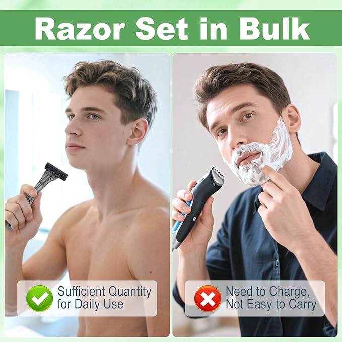 Disposable Razors Bulk, Gray Razors Individually Wrapped Bulk, With Shaving Cream For Hotels, Shelters, Homeless, Nursing Homes, Charities, Churches (60-PACK)