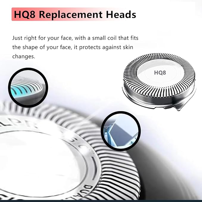 HQ8 Replacement Heads Compatible with Philips Norelco Aquatec Replacement Blades,6 New Upgraded Blades for Philips Norelco Aquatec Replacement Heads for hq8505 PT720 PT730 AT880 At830 AT810 AT815