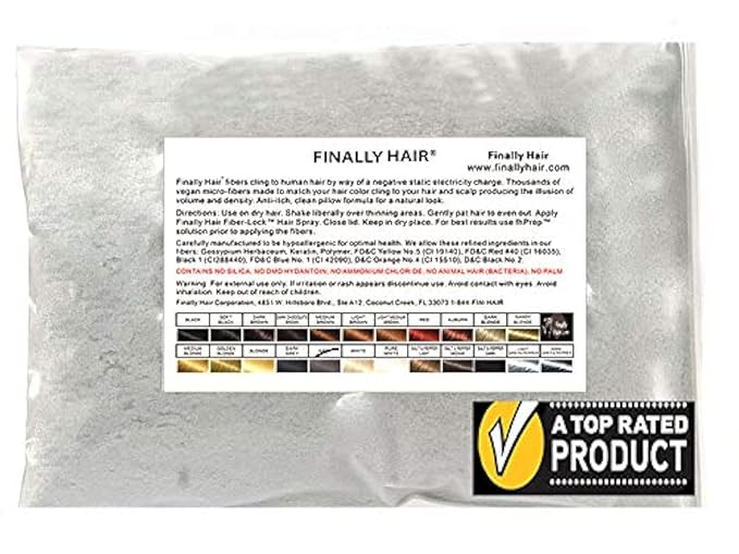 Finally Hair Fibers Refill Bag - 56 Grams of Premium Hair Loss Concealer in a Refill Bag (Grey)
