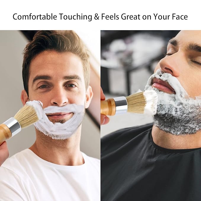 Genixart Shaving Brush, Nature Bristle Shave Brush, Luxury Shaving Brushes for Men as Gift for Father Boyfriend Husband (2 pcs Gift Box)