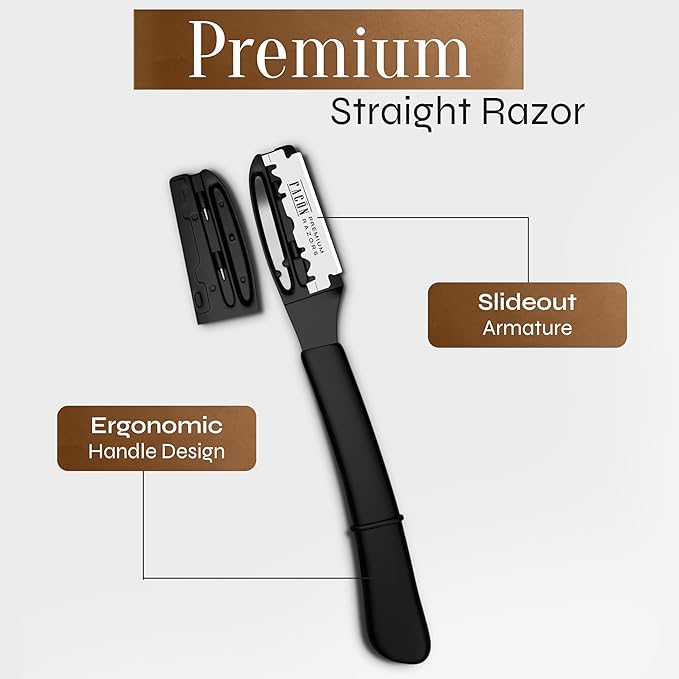 Facón Straight Razors for Men - Professional Barber Straight Edge Razor Kit with 100 Blades,Japanese Stainless Steel Barbero Shaver for a Smooth & Precise Shave, Premium Barber Razor for Men's Shaving