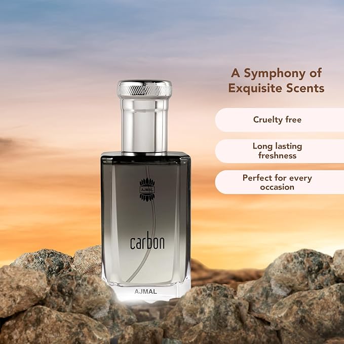 Ajmal Carbon Eau de Parfum for Men – 3.4 fl oz / 100 ml | Fresh Woody Aromatic Cologne | Long Lasting Masculine Fragrance with Citrus, Lavender & Musk | Crafted in Dubai