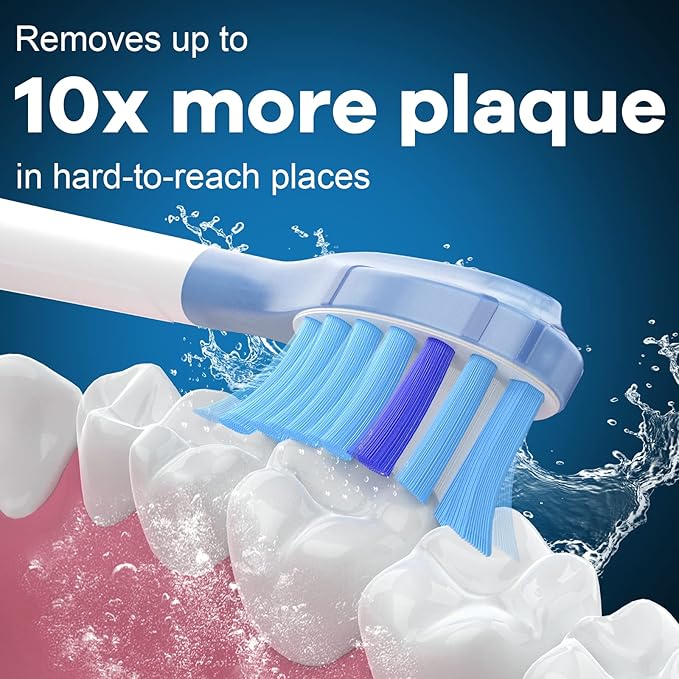 Toptheway Replacement Toothbrush Heads Compatible with Philips Sonicare C-3 Premium Plaque Control 4100 5100 6100, Replacement Heads for G3 W3 C2 G2, 4 Brush Heads, Full Size, White