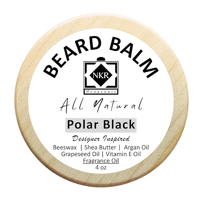 Beard Balm | Leave-in-Conditioner for Beard & Mustache | Natural Ingredients | Shea Butter & Argan Oil | Polar Black - Designer Cologne Inspired