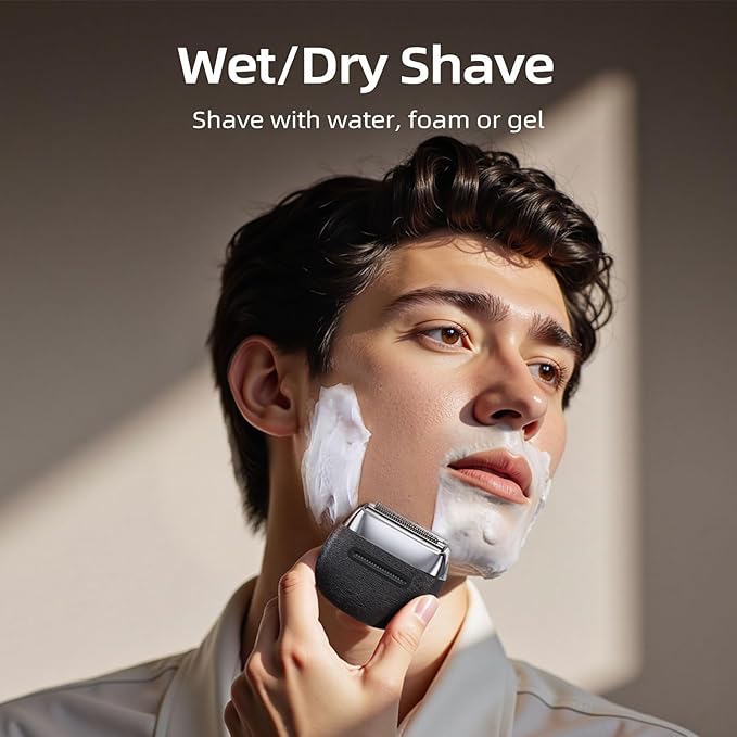 Electric Foil Shavers for Men, 3 Floating Blades for Close & Clean Shaving, Mini Electric Razor with Precision-Compact Body, Waterproof, 90 Min Runtime, Travel Lock (silverblack, 2025)