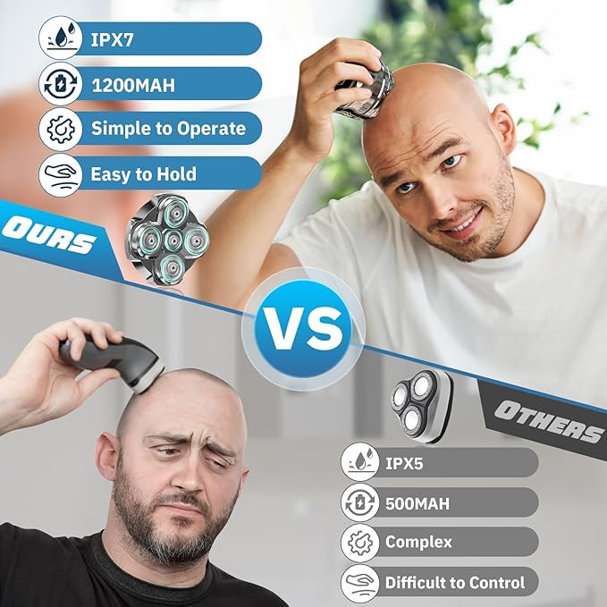 Head Shavers for Bald Men, Magnetic Electric Razor Hair Trimmer for Men Cordless Rechargeable Electric Shavers for Men 100% Waterproof Dry & Wet Beard Grooming Kit with Led Display