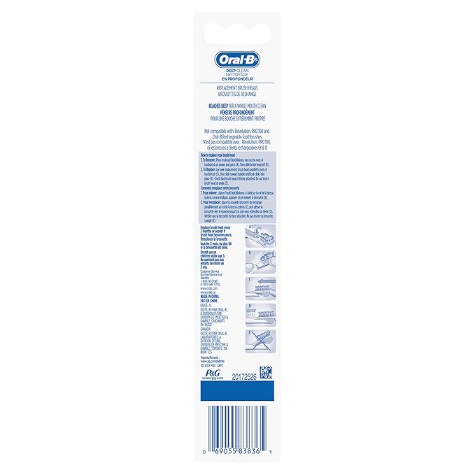 Oral-B Deep Clean Battery Powered Toothbrush Replacement Brush Heads Refill, Soft, 2 Count