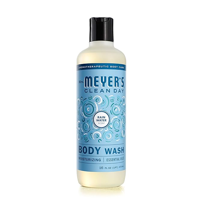 MRS. MEYER'S CLEAN DAY Moisturizing Body Wash for Women and Men, Shower Gel Formula Made with Essential Oils, Rain Water, 16 oz