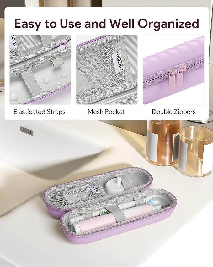 Electric Toothbrush Case for Oral-B Pro/iO/Philips Sonicare, Waterproof Traveling Toothbrush Storage Bag with Mesh Pocket Covers Protection