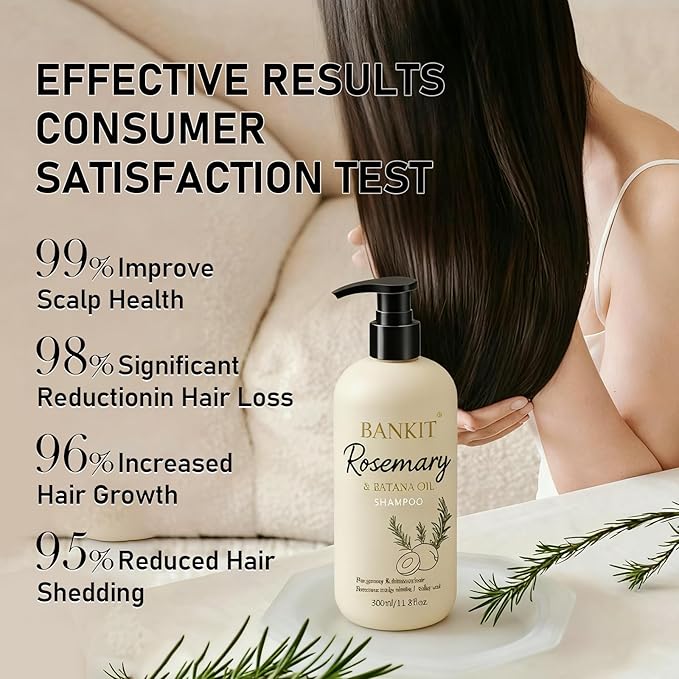 BANKIT Rosemary Batana Hair Growth Shampoo – Anti Hair Loss & Thickening Shampoo for Women & Men – Keratin Formula for Healthy Scalp & Fuller Hair(1 Pack)