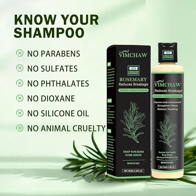 Organic Rosemary Hair Growth Shampoo,Strengthening Shampoo with Hydrolyzed Keratin and natural extract of rosemary for Thinning Hair & Hair Loss (1 bottle)