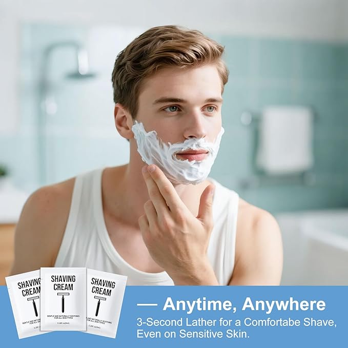 Travel Shaving Cream Bulk for Men 8ml/0.28fl oz,Disposable Shaving Cream in Bulk Individual Travel Shave Cream for Hotel Homeless Charity Home Nursing(Unscented,Pack of 200)