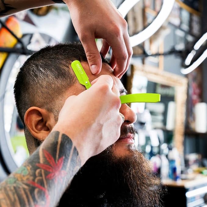 GRAVITY RAZORS Professional Straight Razor Kit – Minimal Exposure, Includes 10 Premium Blades, 0.5mm Exposed, Green