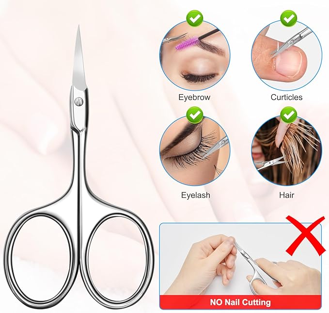 Diesisa Curved Cuticle Scissors - Professional Stainless Steel Beauty Scissors - Sharp Small - Precise Pointed Tip - for Manicure, Eyebrows, Eyelash, hair