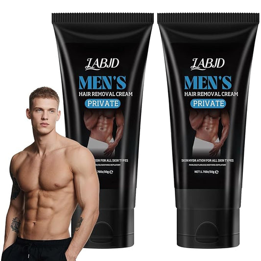 Intimate Hair Removal Cream for Men Effective Painless Flawless Depilatory Cream for Arms Legs Chest Pubic Area, Suitable for All Skin Types, 2 Pack
