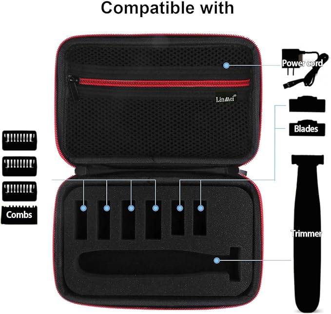 LinMei Travel Shaver Case Compatible with One Blade QP2724/90 QP2834/70 QP2630/72 Hybrid Electric Trimmer Hard Portable Storage Carrying Case for Shavers and Accessories