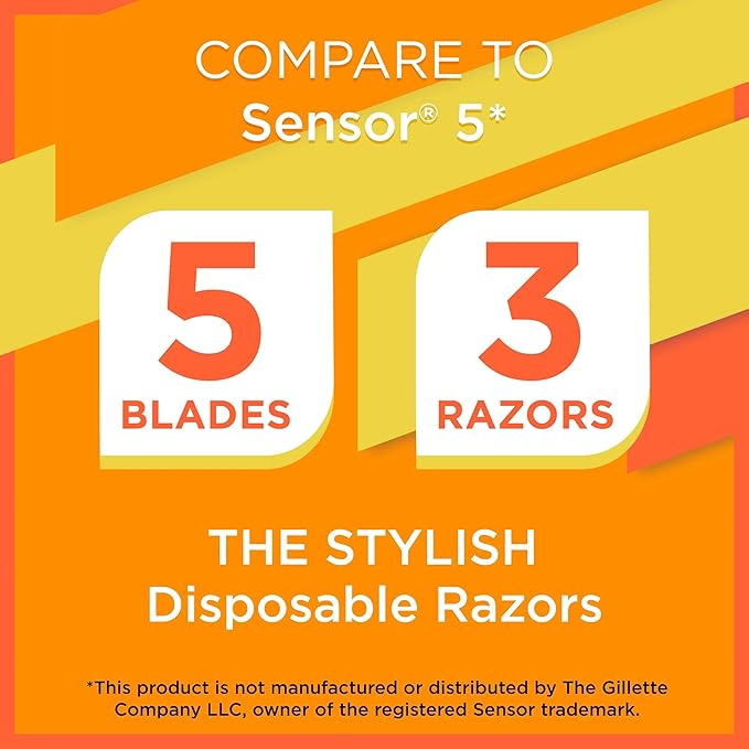 Equate Men's 5 Blade Disposable Razors with Dual Lubrication, 3 Count