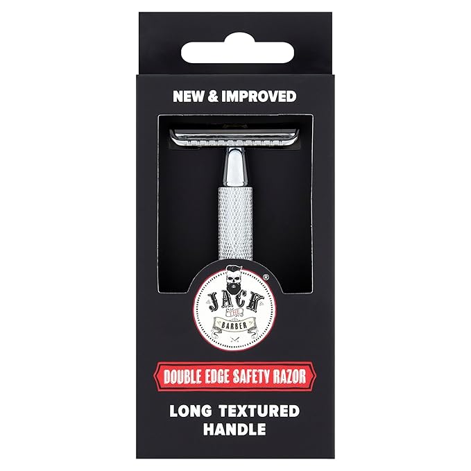 Double Edge Safety Razor, Chrome, 3-Piece Construction, Men's, Closed Comb Design, Single Blade, Weighted Precision Head