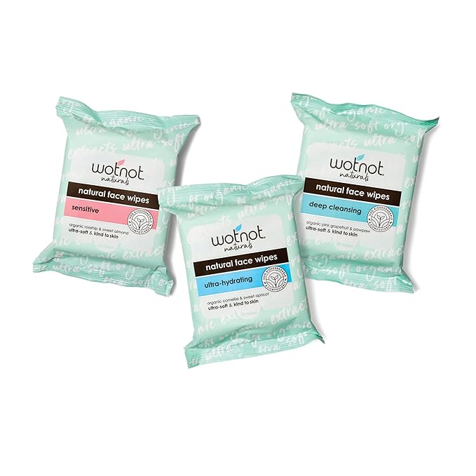 Wotnot - Natural Face Wipes, Deep Cleansing , 25 count (Pack of 3)