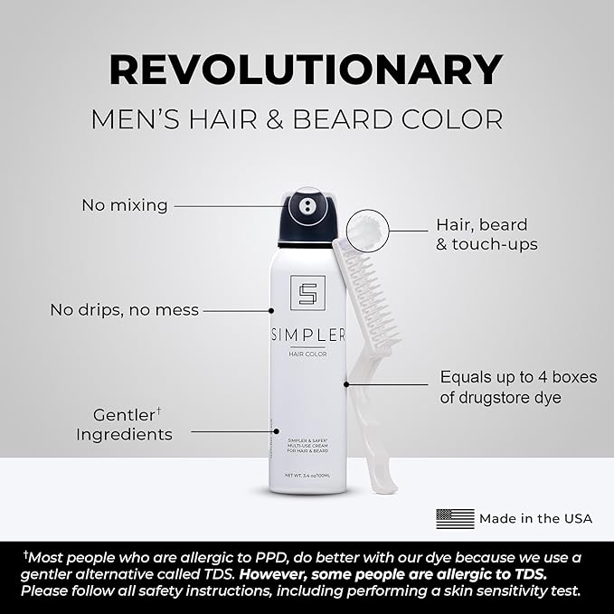 Simpler Hair Color for Men Kit for Full Gray Coverage - Blond Hair & Beard Dye for Men - Effortless Light Blond Hair Dye - Hypoallergenic Formula with No PPD