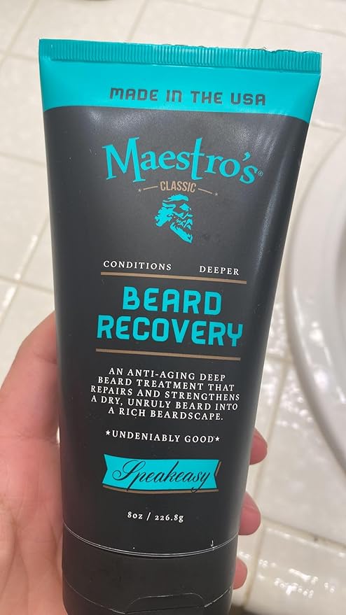 Maestro's Classic Beard Recovery Tube – Spirited Blend Moisturizer & Conditioner for Men | Hydrates, Softens & Revives | For All Hair Types & Daily Care, 8 oz