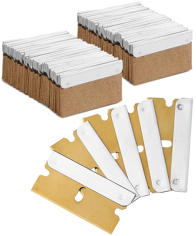 Bates- Single Edge Razor Blades, 100 Pack, Gold, Carbon Steel Razor Blades Single Edge Blades