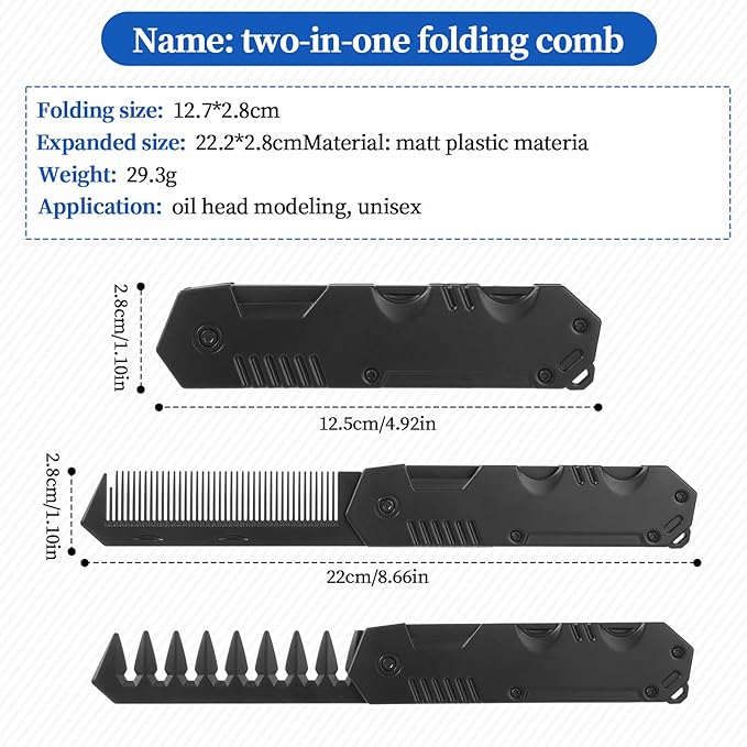 Protable Folding Comb Mens Foldable Hair Comb for Men 2 in 1 Pocket Beard Combs Travel Wide Tooth Size Combs for Groomsmen Father