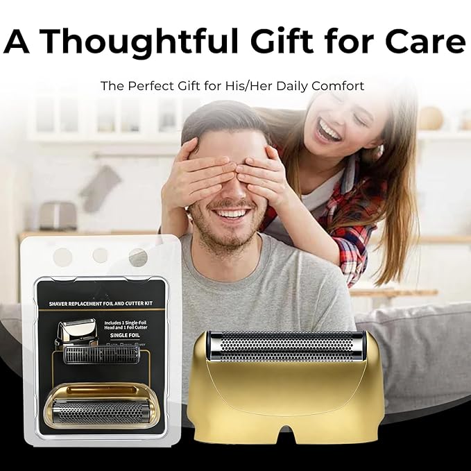2-Pack Shaver Replacement Foil and Cutter Compatible with BaBylissPRO UV-Disinfecting Single Replacment Foil (Gold)