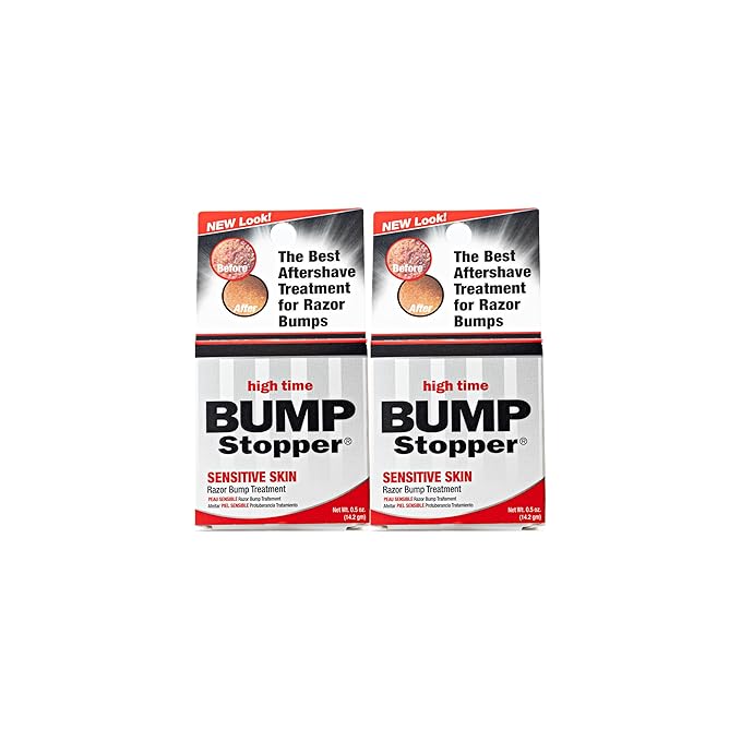 High Time Bump Stopper Sensitive Ingrown Hair Cream | Aftershave Lotion for Men and Women | Razor Bump Balm | 0.5 OZ (2 Pack)
