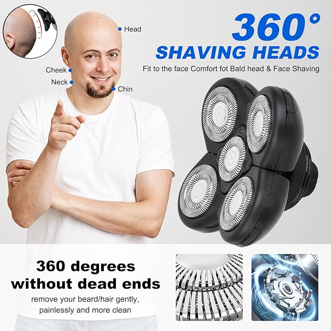 5D Blades Shaver Replacement Heads,Head Electric Razor Shaving Compatible with Frbid Replacement Blades Shaver kit for Bald Men with 3 Cleaning Brush, 3 Pack by Plantarecover