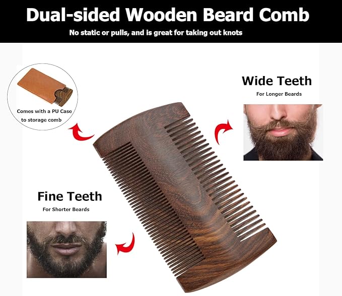 Shaving & Grooming Kit for Men, Danweix Beard Kit Brush Comb Scissors with Storage Bag Shaving Razor Brush with Stand holder 10pcs Refill Blades Great for Grooming Beards and Mustaches