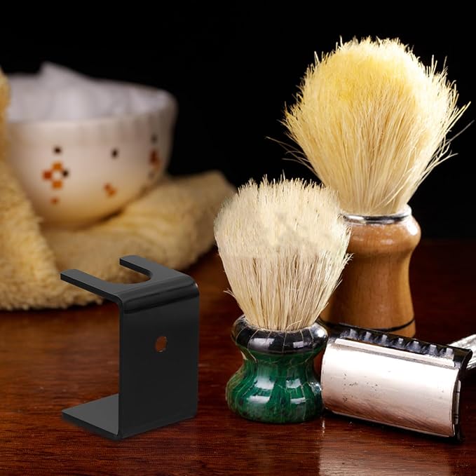 ARTIBETTER Black Razor Holder and Beard Brush Stand for Men, Desktop Shaving Organizer with Stable Base, Bathroom Razor Rack for Shaving Accessories Storage