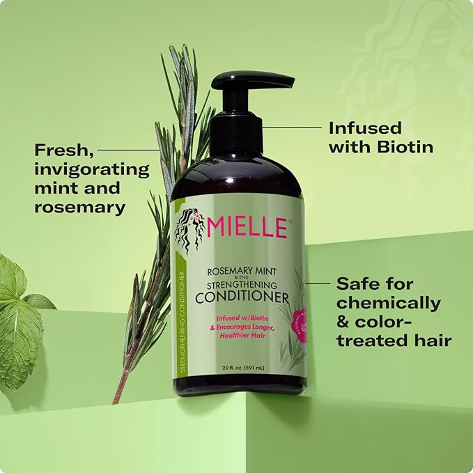 Mielle Organics Rosemary Mint Strengthening Hair Conditioner for Women & Men - Biotin Infused Detangling & Hydrating Conditioner to Increase Manageability & Support Longer, Healthier Strands, 20 oz