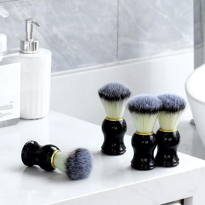 Patelai 4pcs Shaving Brush for Men Hand Crafted Shaving Brush for Wet Shave Using Shaving Cream Premium Quality Hair Bristle Bamboo Black Handle Shave Brush for Bearded Man Father Boyfriend Gifts