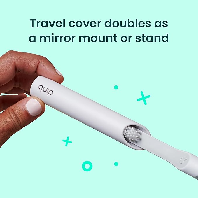 Quip Metal Sonic Electric Toothbrush for Adults - Time Travel & Soft Bristles with Travel Case & Replacement Brush Head - 3 Month Battery Life - Dusk Plum