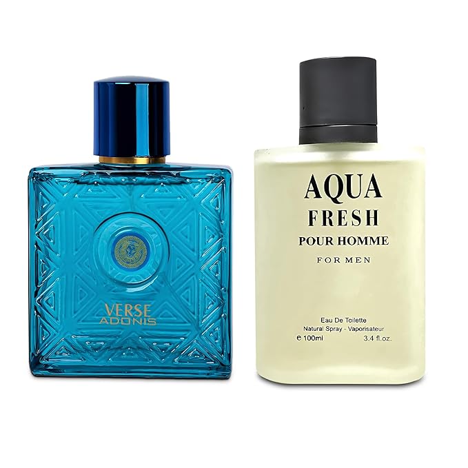 Verse Adonis&Aqua Fresh Combo Men Cologne 3.4 Fl. Oz Men's Perfume Refreshing Combination of Woody Floral & Fruity Scents Eau De Parfum for Men Lasts All Day Best Gift for Any Occasion