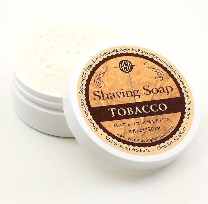 WSP Rustic Shaving Soap (Tobacco) Artisan Made in America Using Vegan Natural Ingredients