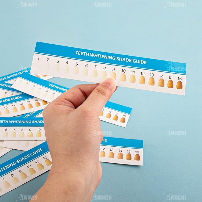 AUEAR, 20 Pack Teeth Shade Guide Whitening Chart Tooth Color Cards White