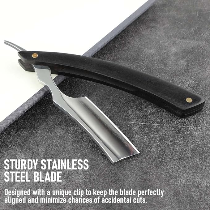 Professional Straight Edge Barber Razor,Straight razors for men, Premium Stainless Steel Shaver Razor with Shaving Strop for Men Home & Salon Grooming Using (NO.187)