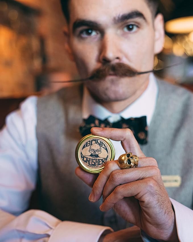 THE VINTAGE GROOMING CO. Bone Crusher Extra Strong Extra Firm Mustache Wax & Night Fury Mustache Wash Shampoo Bar Set