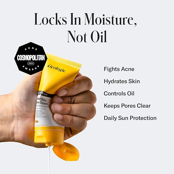 Geologie Clear Skin Face Cream | Clear System Daily Moisturizer with SPF15 for Acne-Prone Skin | Azelaic Acid, Niacinamide & Hyaluronic Acid | Lightweight & Oil Free | 60 ML (Pack of 2)
