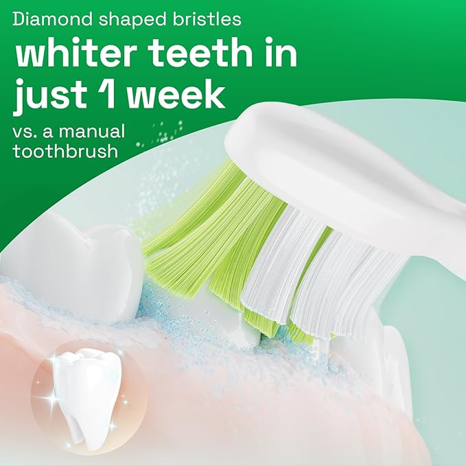Brushmo Diamond-Shape Whitening Replacement Toothbrush Heads, Compatible with Philips Sonicare Click-on Electric Toothbrush Handles, 8 Standard Heads, Medium Firm Dupont Bristles, BM668, White