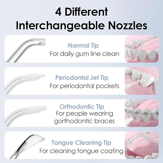 Portable Mini Water Flosser 225ML Long-Lasting Endurance Travel Cordless Oral Irrigator for Gum Care/Implants/Braces (Green(8Tips))