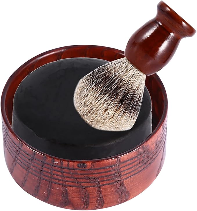 FILFEEL Shaving Bowl, Wooden Shaving Soap Bowl Cup Mug Tool For Man Shaver Cleansing Foam Round