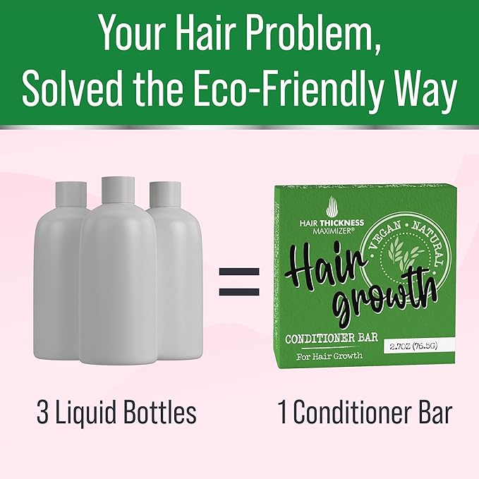 Conditioner Bar for Hair Growth. Eco Friendly, Vegan, Color Safe, pH Balanced. Solid Conditioner Bar Equal to 3 Liquid Bottles. Zero Plastic, USA Made, Strengthening & Dry Hair Relief - 2.7 oz