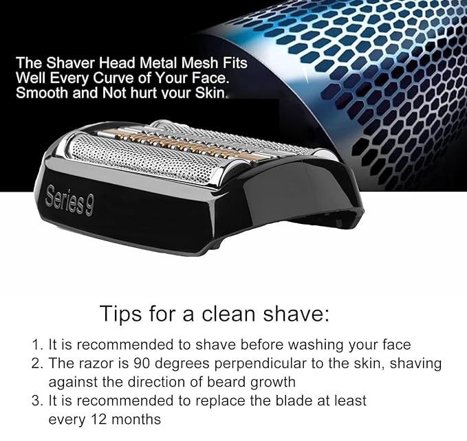 92B Replacement Head Series 9 Electric Shaver Replacement Head Compatible with Braun S9 Sport Replacement Head, 92B Foil Blades for All Series 9 Shavers 9477cc,9330s,9465cc,9460cc,9419s,9390cc,9385cc