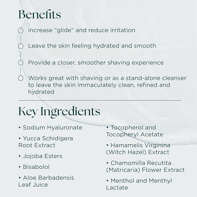 Marini SkinSolutions Shave & Cleansing Gel - Cleanses, Soothes Skin, Increases Glide & Reduces Irritation - Cruelty Free - Made in the USA - 6 fl oz