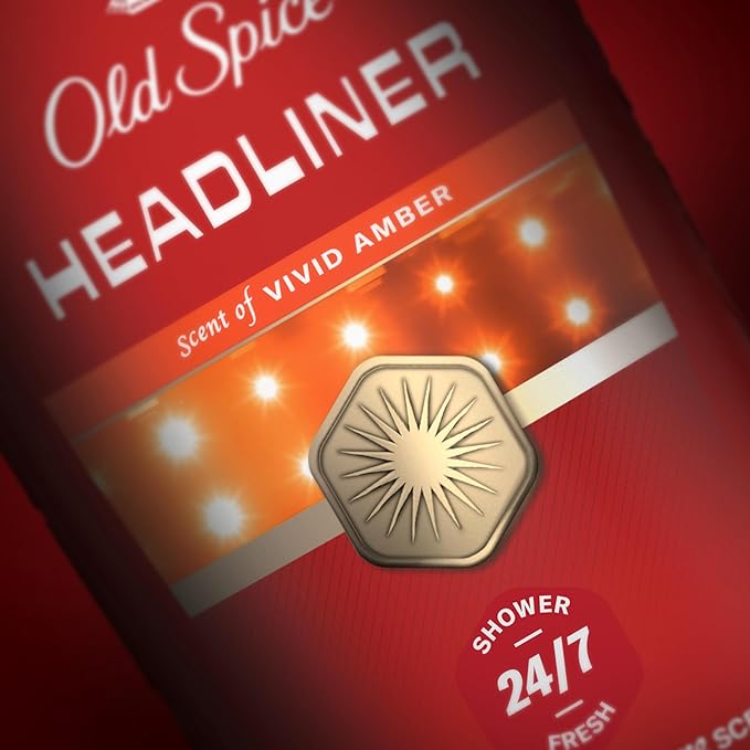 Old Spice Body Wash for Men, 24/7 Shower Fresh & Clean with Daily Use, Lasting Signature Scent, Refreshing Lather, Moisturizing Formula, Headliner with Black Currant, Leather, & Amber Scent, 24 oz