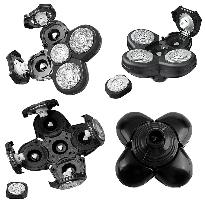 Magnetic Head Shaver Replacement Heads 7 Double Ring Waterproof Rotary Razor Blades for Bald Men Compatible with freebird wyklaus shpavver & Other Brands(black5)